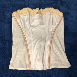 Ellen MacPherson Intimates Women White Satin Lace Corset Top